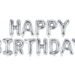 Foil Balloon - балон Happy Birthday, 340x35cm, silver