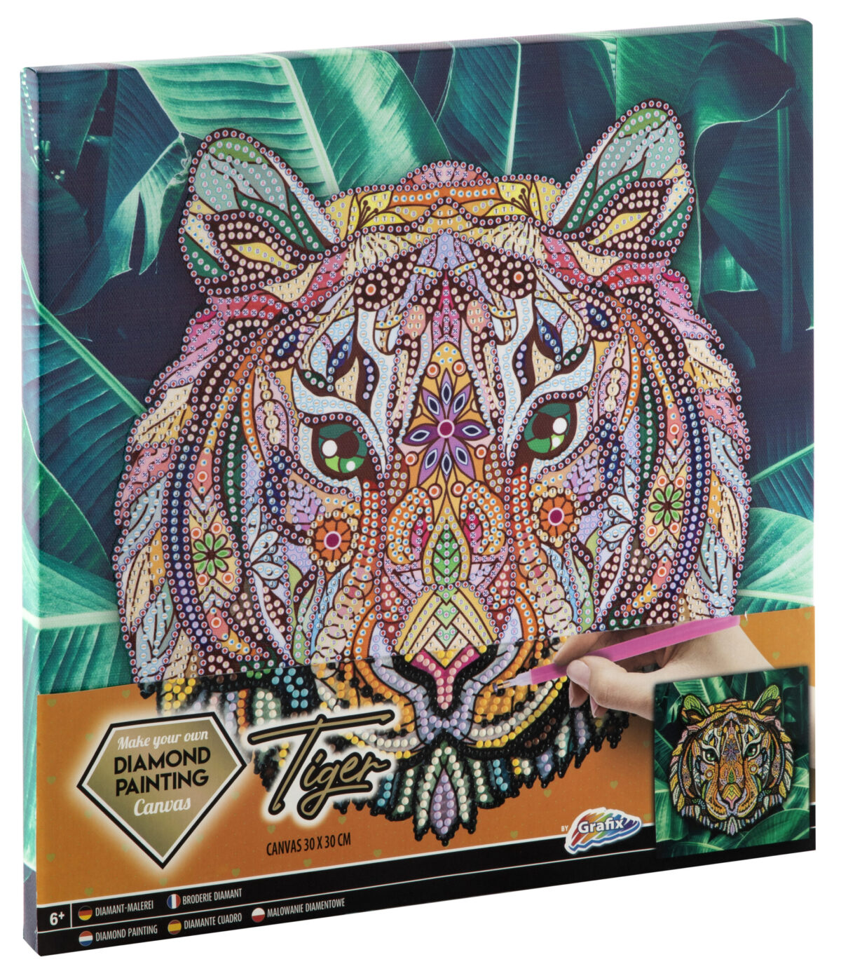 Diamond Painting - сликање со монистри, Tiger 30 x 30 cm - Image 1