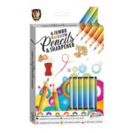 6 Rainbow Pencils + Sharpener - боици + острилка