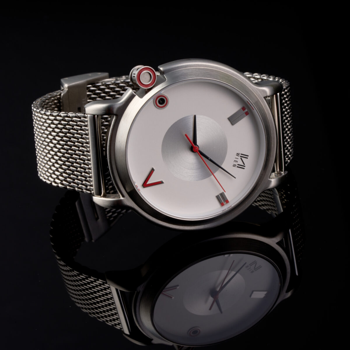 Asymmetrica - кварцен часовник (Silver mesh Staib) - Image 12