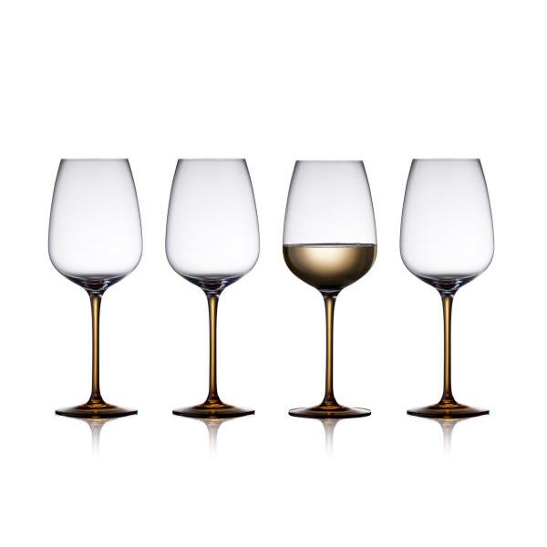 Lyngby Glas Vienna - сет од 4 чаши за вино, amber