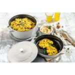 Staub Stackable set - тенџере и тава со капак, 24 см, white truffle - Image 2
