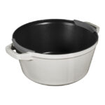 Staub Stackable set - тенџере и тава со капак, 24 см, white truffle - Image 5
