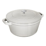 Staub Stackable set - тенџере и тава со капак, 24 см, white truffle - Image 6