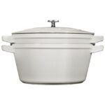 Staub Stackable set - тенџере и тава со капак, 24 см, white truffle - Image 9