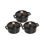 Staub, La Cocotte - сет од 3 тенџериња, 14см, Black