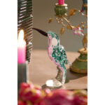 BIRD – украс, 14,5x8x19 cm, glass emerald green+pink