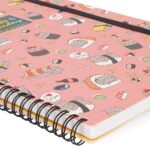 Notebook Spiral Large – тетратка со спирала, голема, линии Sushi Cat - Image 2