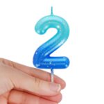 Happy Birthday Candles – свеќа Number 2 – Blue - Image 2