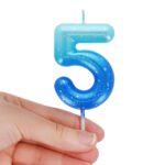 Happy Birthday Candles – свеќа Number 5 – Blue - Image 2
