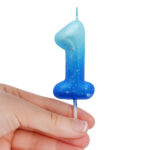 Happy Birthday Candles - свеќа Number 1 - Blue – слика 2