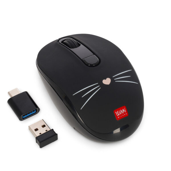 Wireless Mouse - безжичен глушец, Kitty Black – слика 2